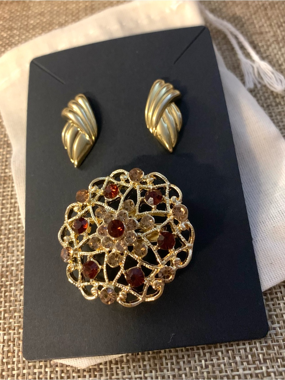Vintage Filigree Brooch Set
w/Monet earrings.